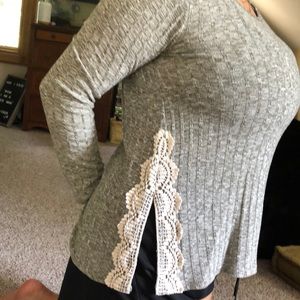 Lace detailed grey long sleeve